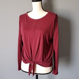 Lavender Field Dark Red Knot Front Top